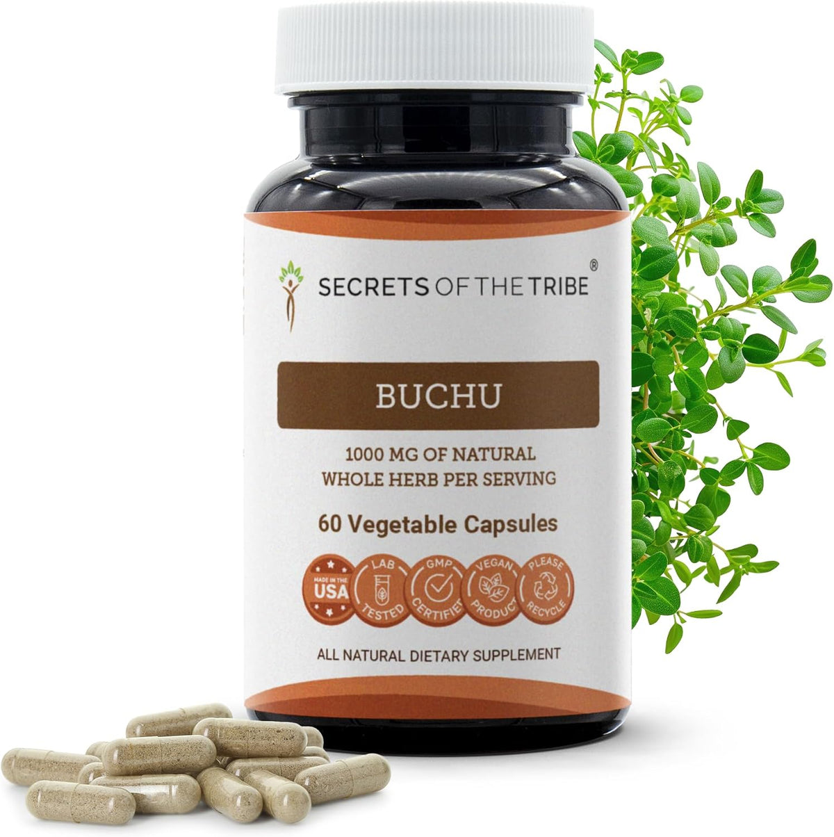 Secrets of the Tribe Buchu 1000mg Capsules (120 Count) - görsel 6