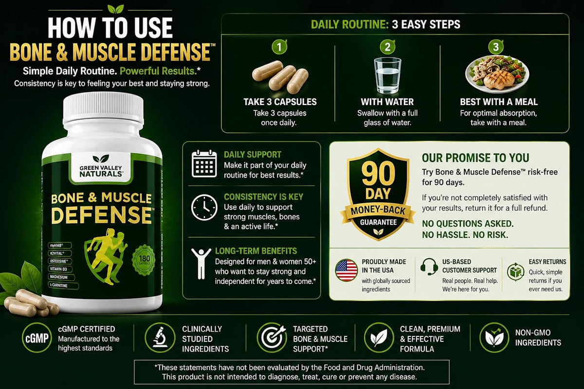 Green Valley Naturals Bone & Muscle Defence – Fuels energy and metabolism – L-carnitine (1,000 mg) supports – Image 8