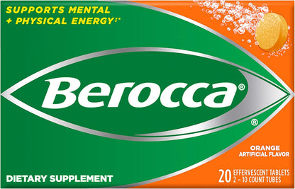 Berocca Orange Effervescent Tablets, Caffeine Free, 20 Tablets