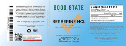 Good State Berberine HCL 400mg, 120 Vegetarian Capsules