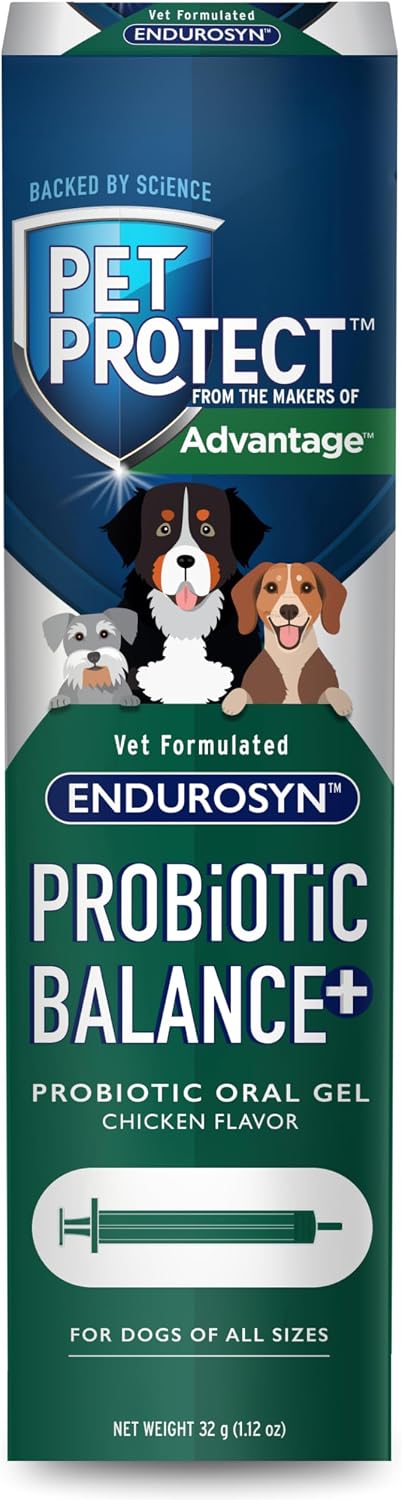 Pet Protect Dog Probiotic Balance+ Oral Gel, Vet-Formulated Endurosyn, Prebiotics & Probiotics for Dogs, 3-Day Supply, Chicken Flavour (32g) - görsel 1