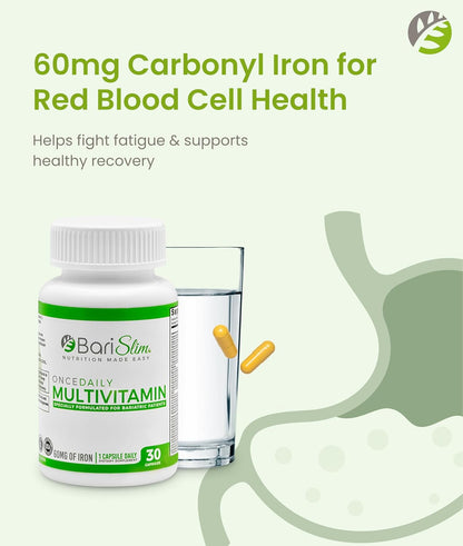 BariSlim Once Daily Bariatric Multivitamin with 60mg Iron – 30 Day Supply