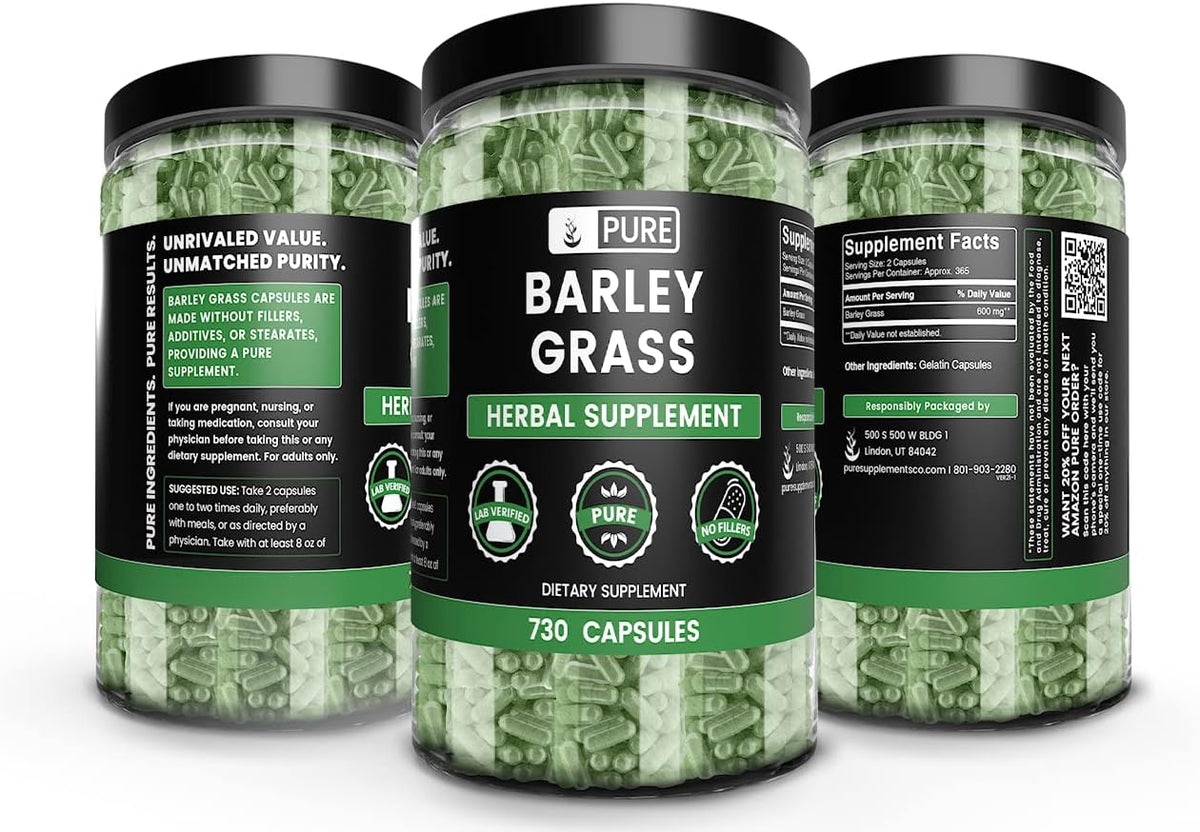 Pure Original Ingredients Barley Grass (730 Capsules) - görsel 4