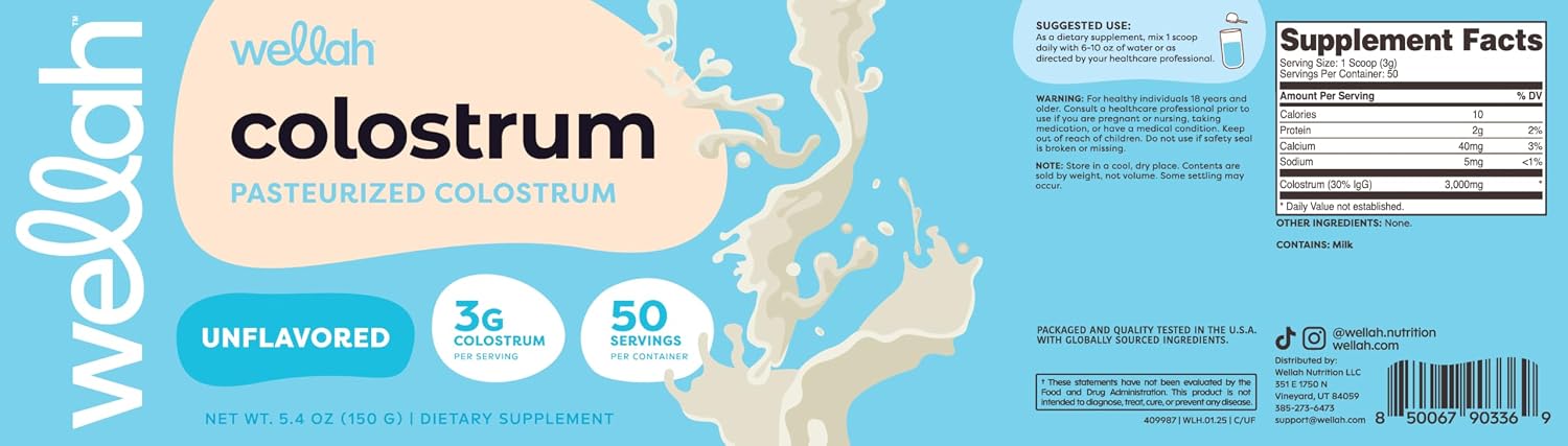 Wellah Colostrum Unflavoured - 3g per Serving, 50 Servings - görsel 5