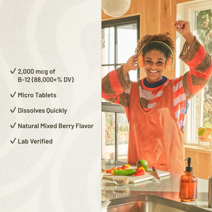 KAL Vitamin B12 Methylcobalamin & Adenosylcobalamin 2000 µg ActivMelt - Mixed Berry, 60 Micro Tablets