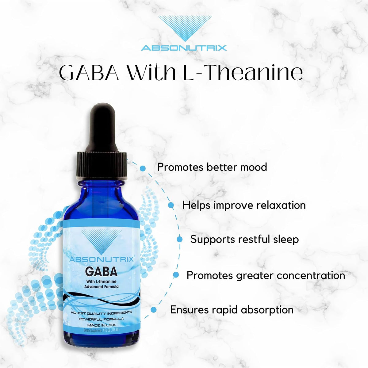 Absonutrix GABA with L-Theanine 290 mg Liquid Supplement, 4 oz (300 Servings) - görsel 5