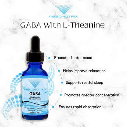 Absonutrix GABA with L-Theanine 290 mg Liquid Supplement, 4 oz (300 Servings)