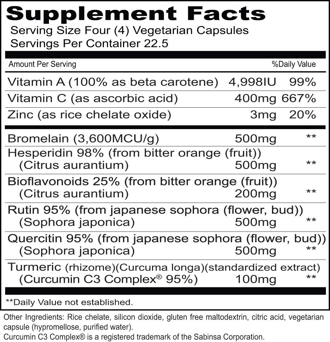 Priority One Vitamins Enflam High Strength Bioflavonoid Combination - 90 Vegetarian Capsules - görsel 2