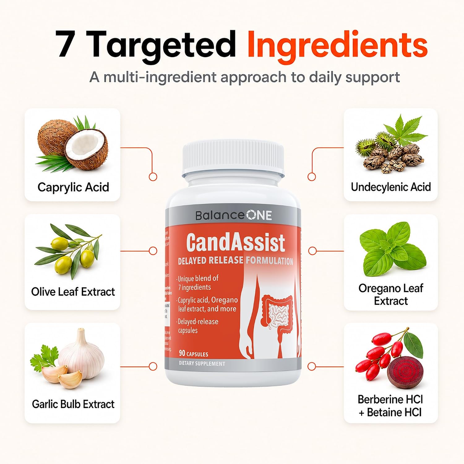 Balance ONE Candida Cleanse Support Supplement – CandAssist (90 Capsules) - görsel 2