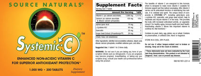 Source Naturals Systemic C, 1000mg - 200 Tablets