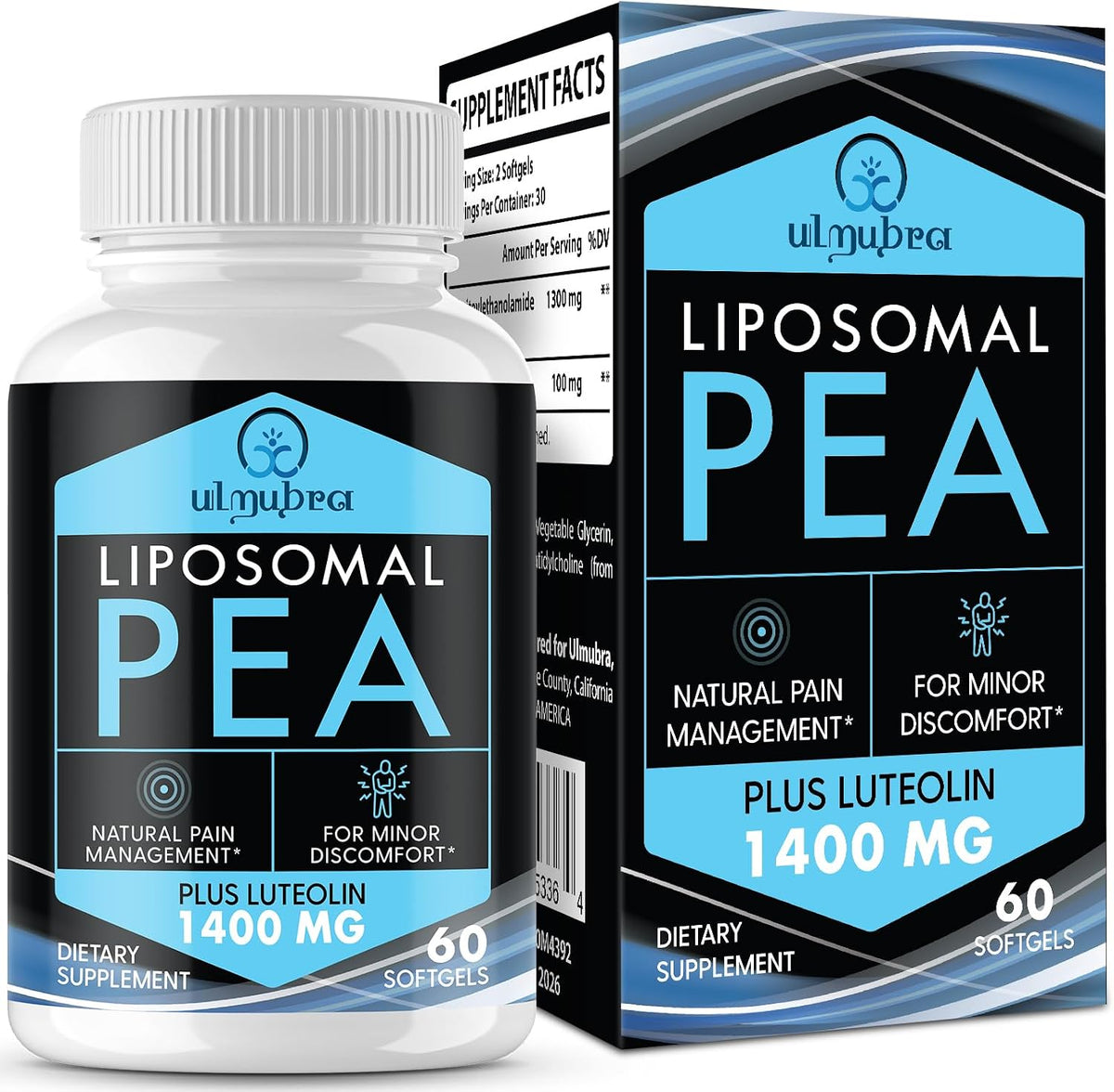 Ulmubra Liposomal Palmitoylethanolamide 1300 mg Plus Luteolin 100 mg - 60 Softgels - görsel 1