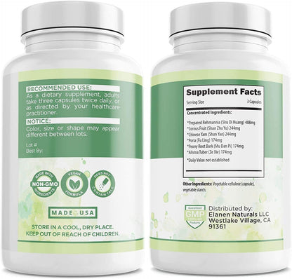 Liu Wei Di Huang Wan, Rehmannia 6, Six Flavour Rehmannia, 100 Vegetable Capsules