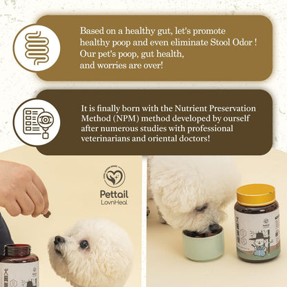 Lovnheal Pet Stool & General Gut Health Supplement - Korean Natural Herb Chew for Dogs and Cats - 198 g