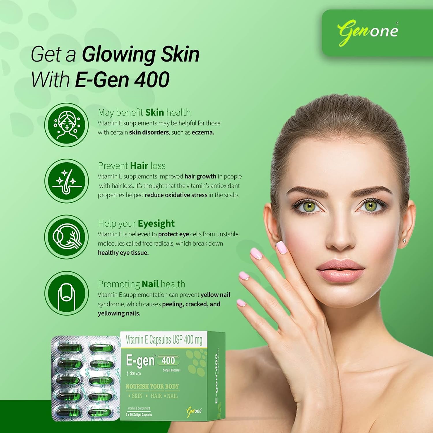 genone E-Gen 400 Vitamin E Capsules (30 Capsules) - görsel 5