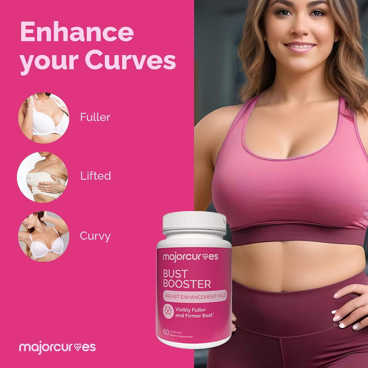 Bust Booster Breast Enhancement Pills – Natural Supplement for Breast Fullness, Firmness, Curvy Silhouette, and Cleavage Volume – Made in the USA - görsel 4