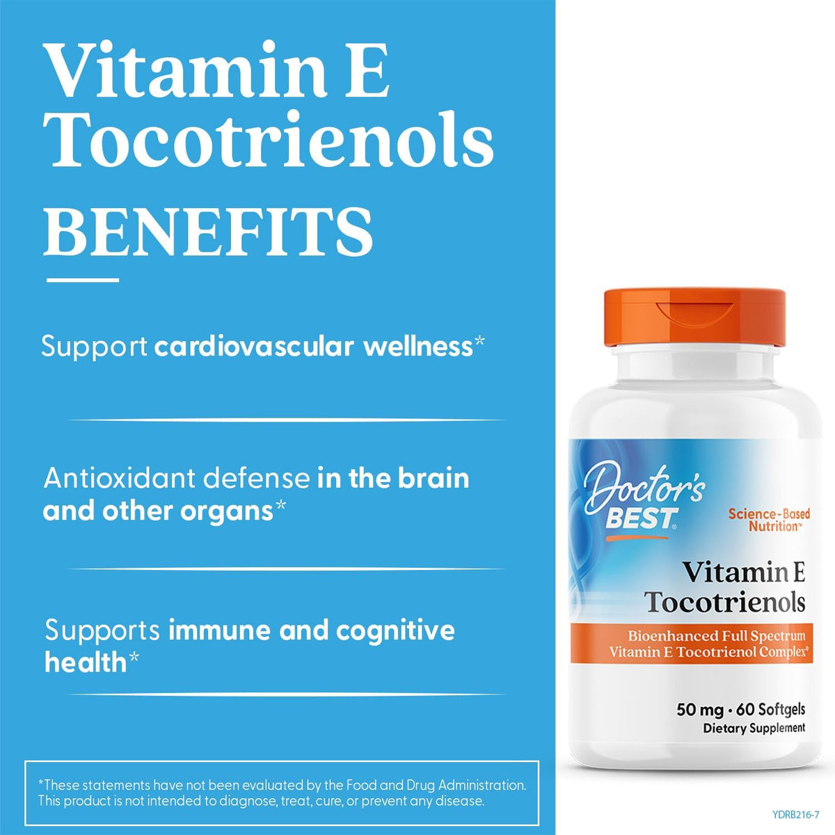 Doctor's Best Vitamin E Tocotrienols - TocoGaia ULTRA Full Spectrum Vitamin E Complex, 60 Softgels - görsel 3