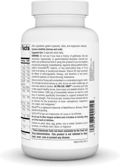 Source Naturals Ultra-Cal 1000, Comprehensive Bone Health – 120 Capsules