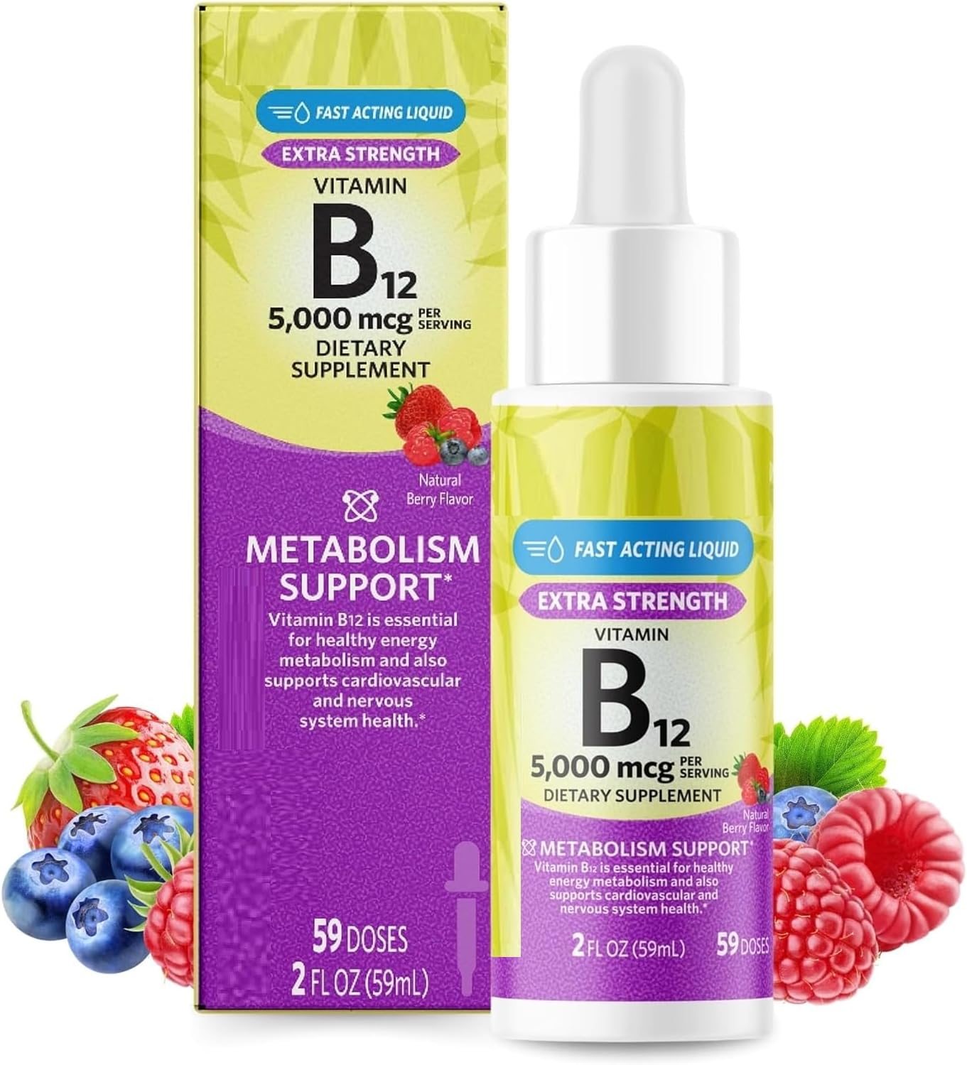 SEDLAV Liquid Vitamin B12, 5000mcg, Metabolism Supplement, Berry, 60 ml - görsel 1