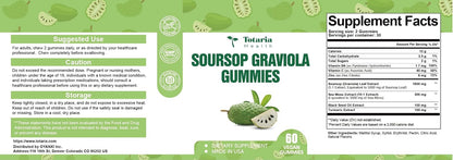 Totaria Sugar Free Soursop Oil Graviola Sea Moss Gummies - Supports Digestive, Sleep, Skin Health, Immunity & Antioxidant - Guanabana Fruit with Sea Moss, 150mg Black Seed Oil Organic Non-GM Vegan