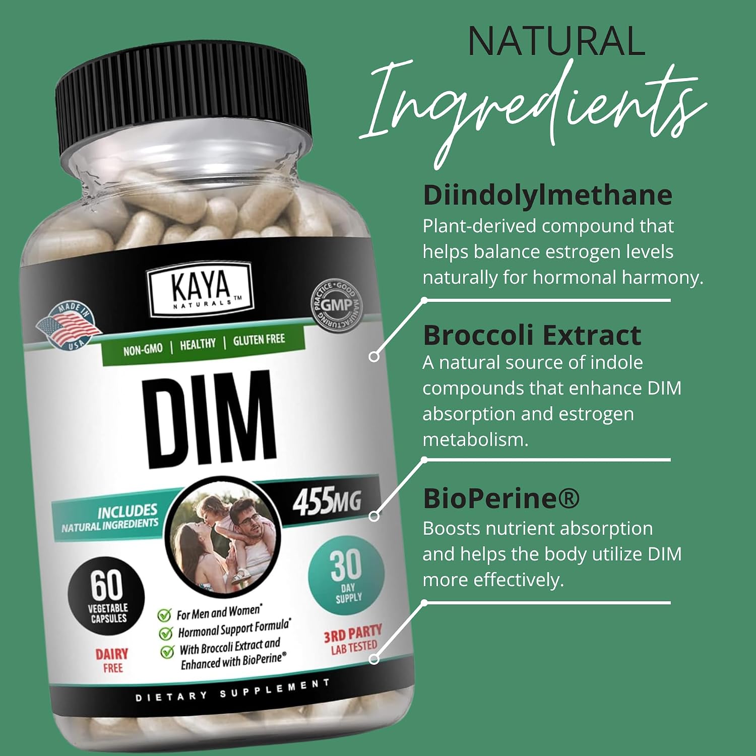 Kaya Naturals DIM Ultra | Hormonal Support Supplement with Broccoli Extract & BioPerine – 60 Vegetable Capsules - görsel 5