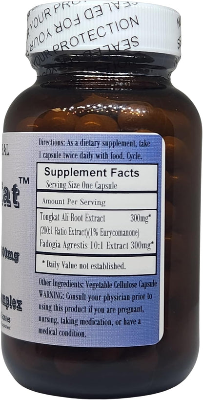 Fad-Kat: Fadogia Agrestis and Tongkat Ali - 600 mg per Capsule - Sports Performance Support - 60 Veggie Capsules