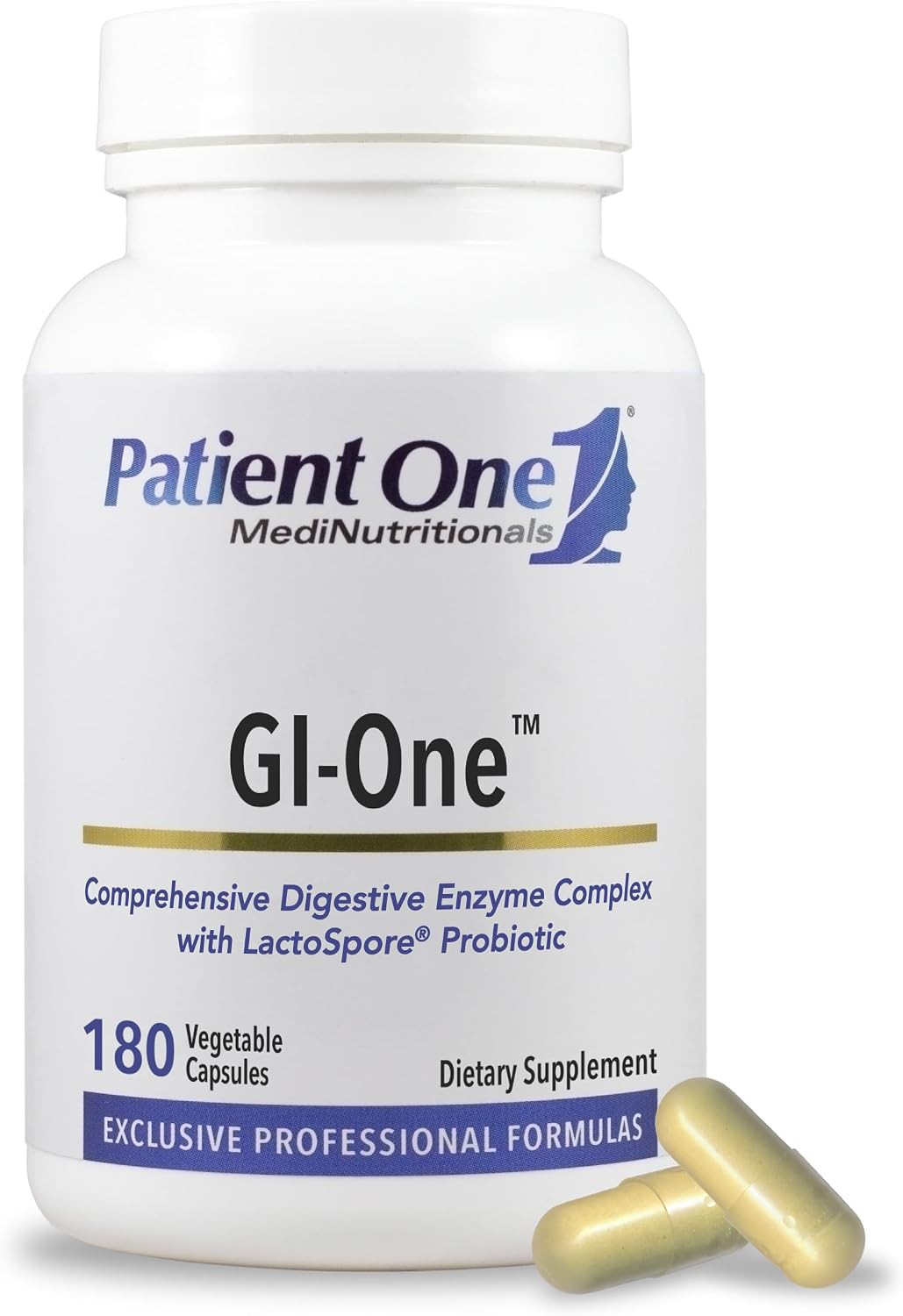 Patient One GI-One - Digestive Enzyme Supplement with Betaine HCl and Probiotic - 180 Capsules - görsel 1