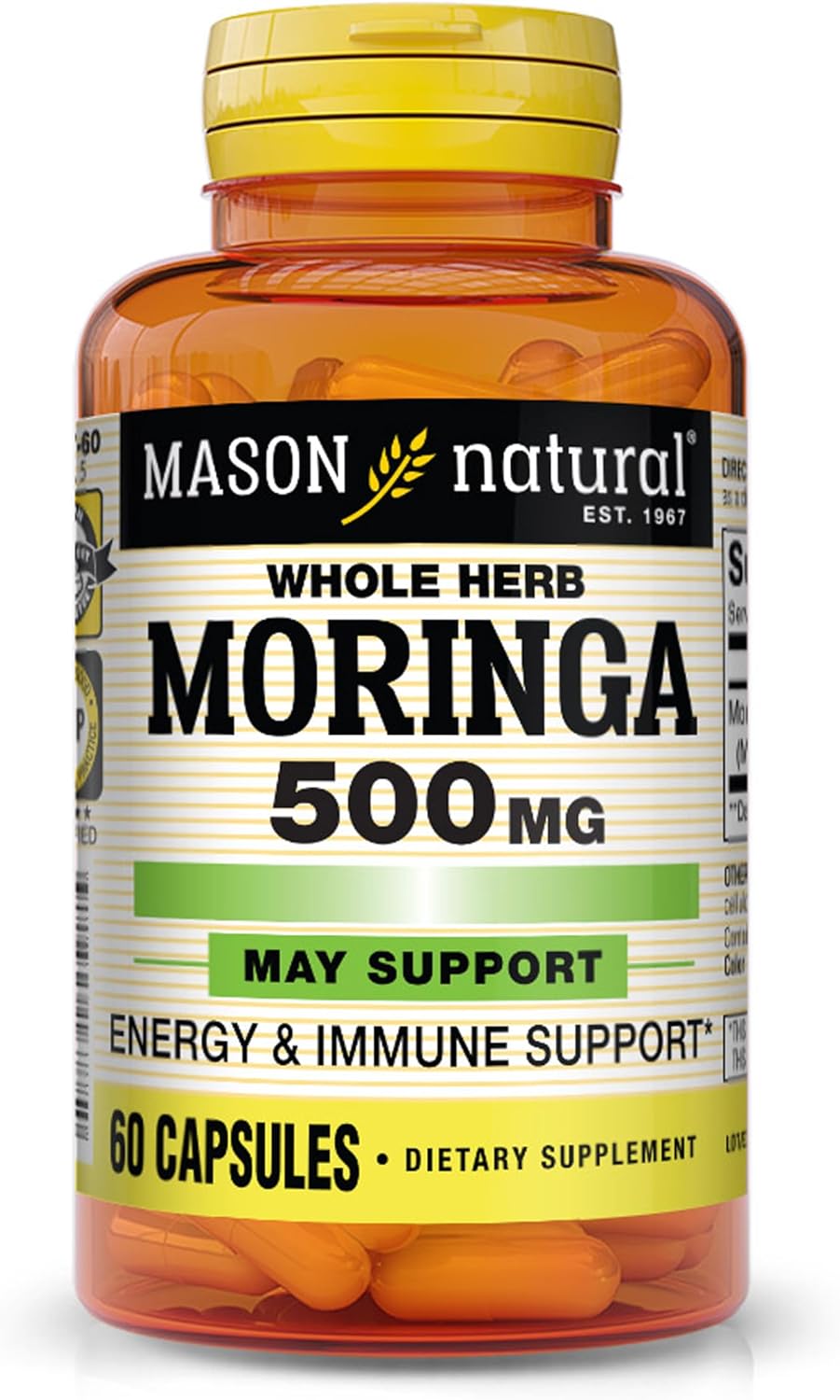 MASON NATURAL Moringa 500 mg – Energy Metabolism & Immune Support, 60 Capsules - görsel 1