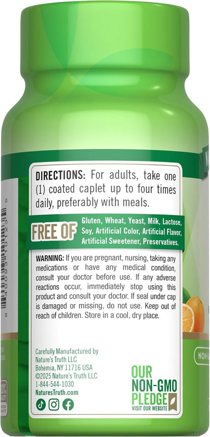 Nature's Truth Vitamin C with Rose Hips and Bioflavonoids | 500 mg | 100 Caplets | Vegan, Non-GM & Gluten-free