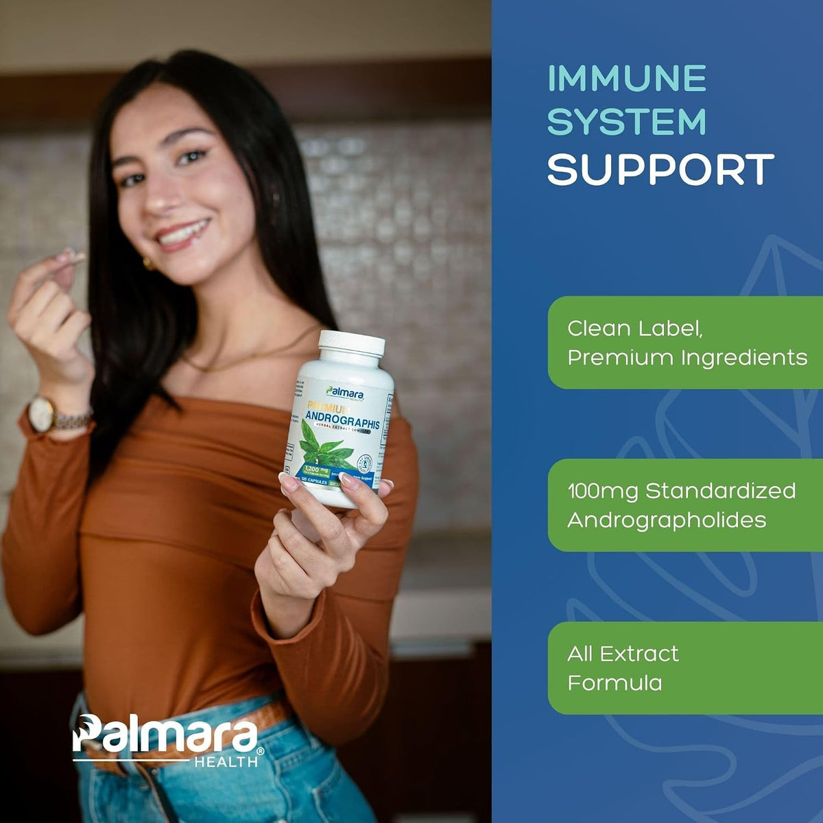 Palmara Health Andrographis Paniculata Extract 1,200mg - 100mg Andrographolides, Vegan Capsules - görsel 4