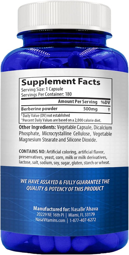 Easy Absorption Berberine Supplement 500mg – 180-Day Supply