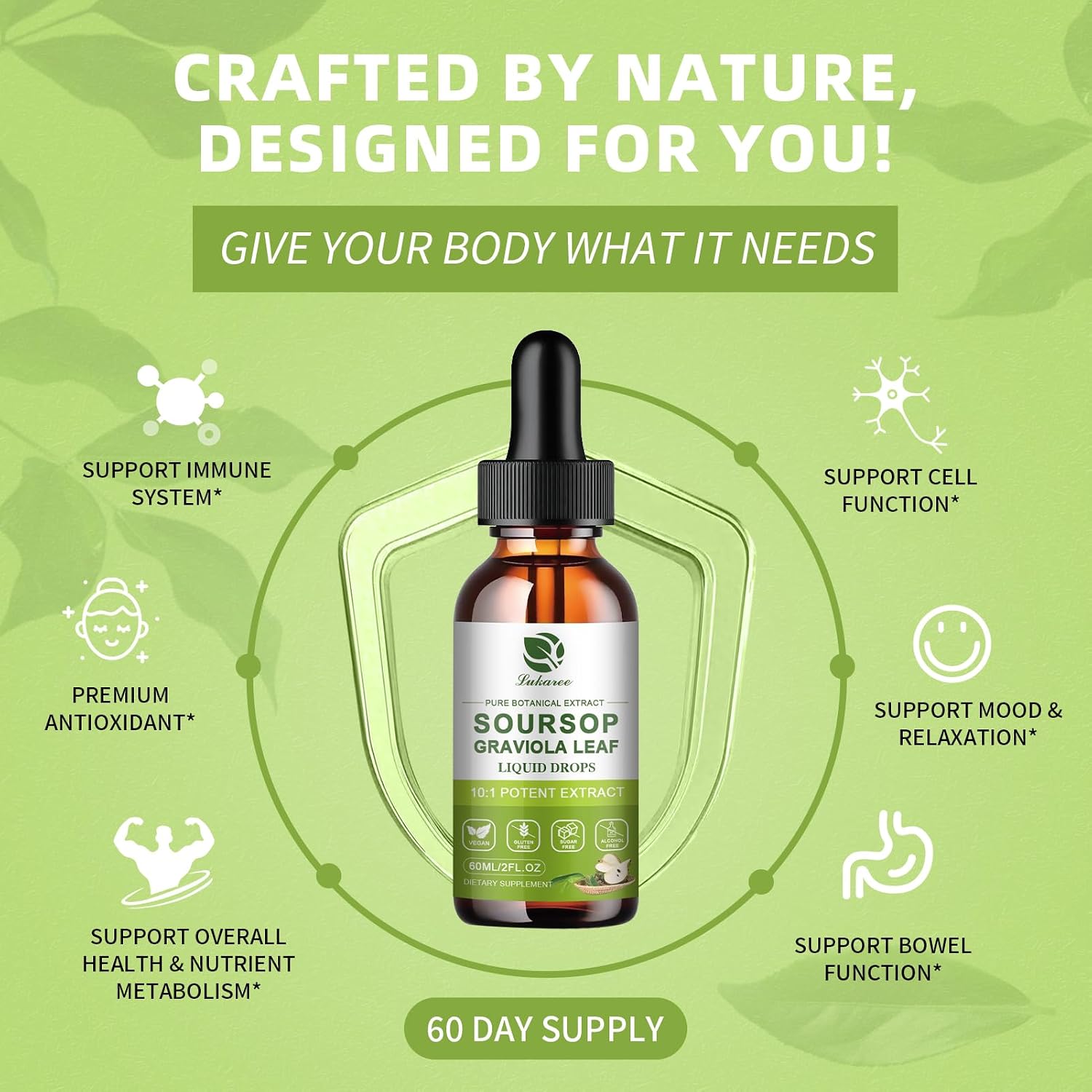 Lukaree Pure Soursop Graviola Leaf Extract – Traditional Herbal Support – Cold-Extracted Liquid – 60 ml (2 Pack) - görsel 4