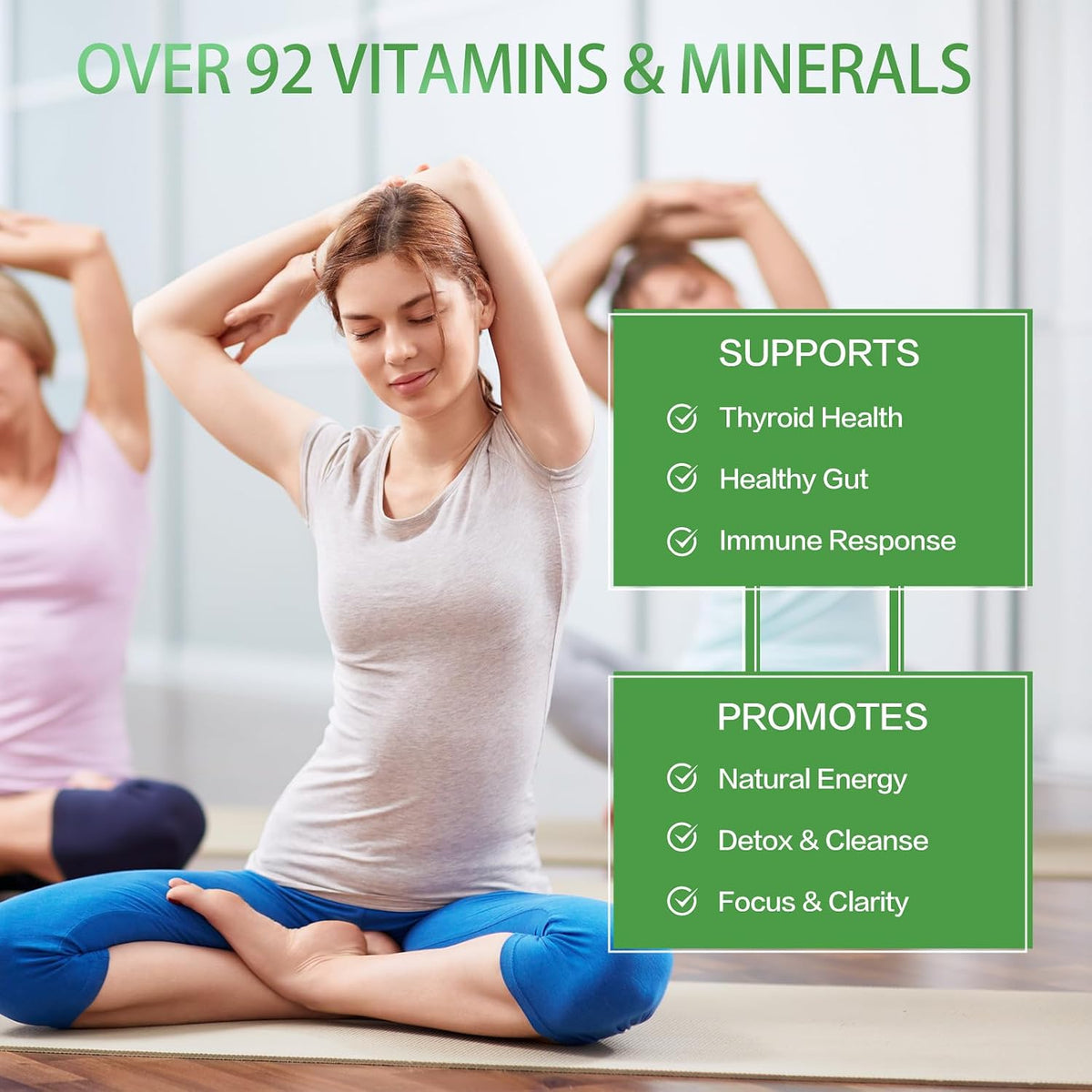 VPKIN Organic Sea Moss Capsules with Bladderwrack, Burdock Root and Black Pepper Extract – Irish Sea Moss Capsules 2000mg – Supports Immune System, Thyroid Health (120 Capsules) - görsel 4