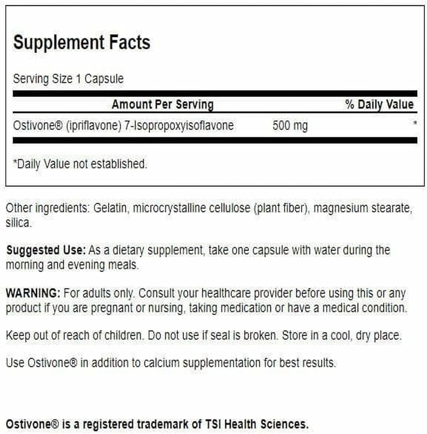 Swanson High Potency Ostivone 500 mg, 60 Capsules - görsel 2