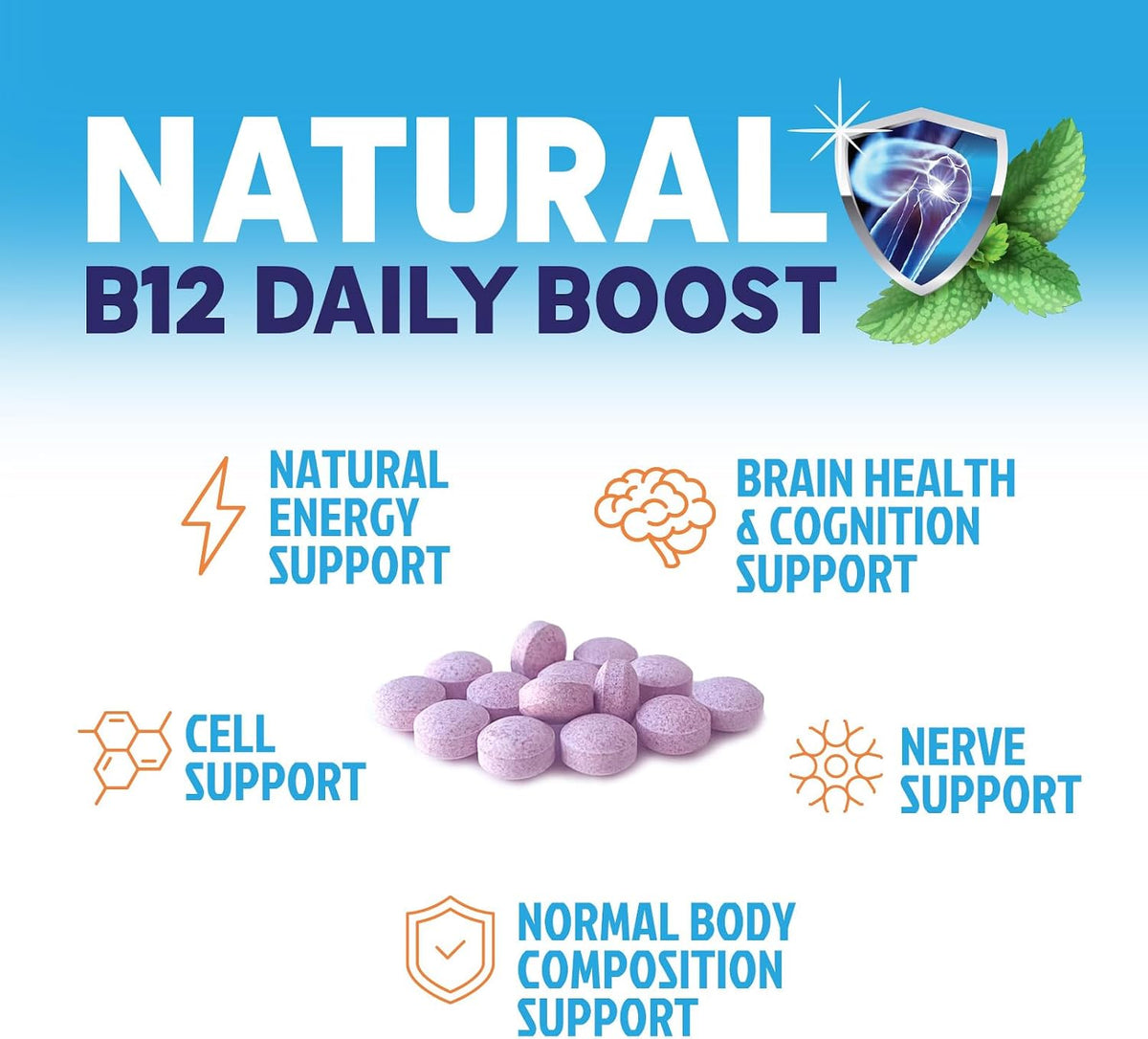 Nature's Peak Vitamin B12 Complex (Methylcobalamin) 1000 mcg - Chewable Tablets, Berry Flavour - 60 Tablets - görsel 5