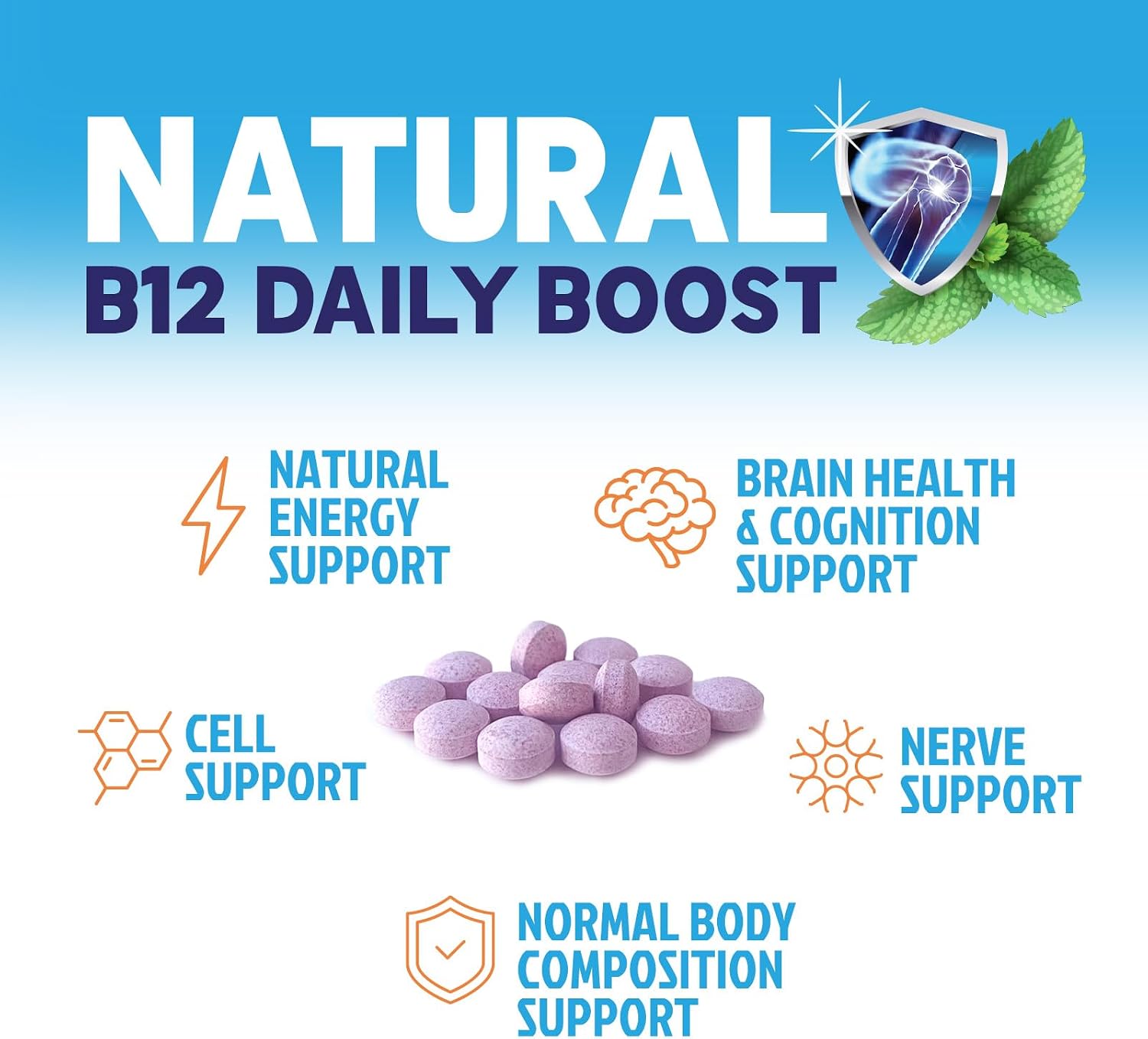 Nature's Peak Vitamin B12 Complex (Methylcobalamin) 1000 mcg - Chewable Tablets, Berry Flavour - 60 Tablets - görsel 5