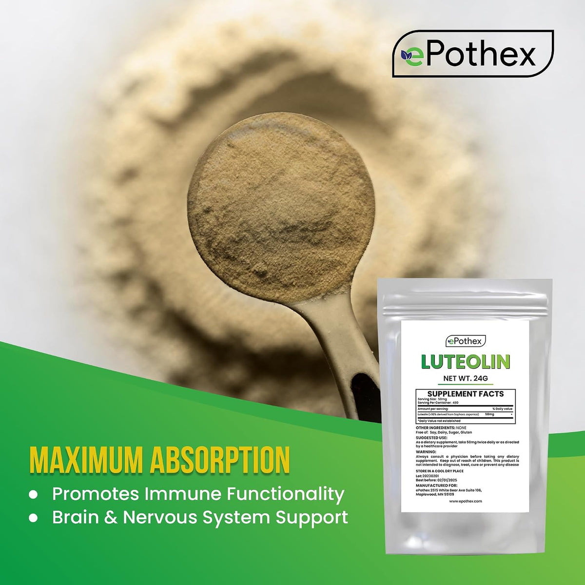 ePothex Pure Luteolin Powder 24g - görsel 3