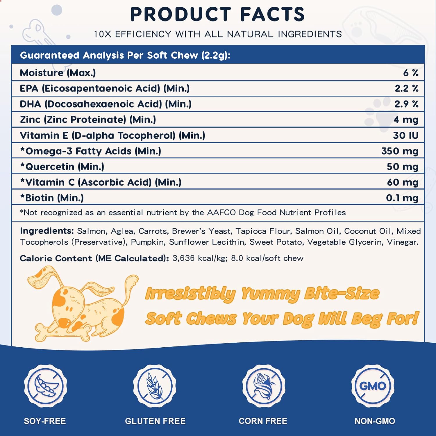 ZEBORA Salmon Oil Soft Chews for Dogs Skin and Coat - Omega-3-6-9 with Vitamins C & E - 120 Chews - görsel 6