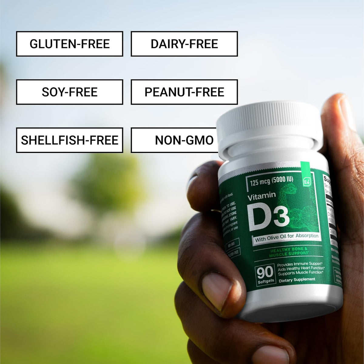 Essential Elements Vitamin D3 5000 IU – Soft gel capsules with Olive Oil – Bone, Muscle and Immune Support – 90 Soft gel capsules - görsel 5