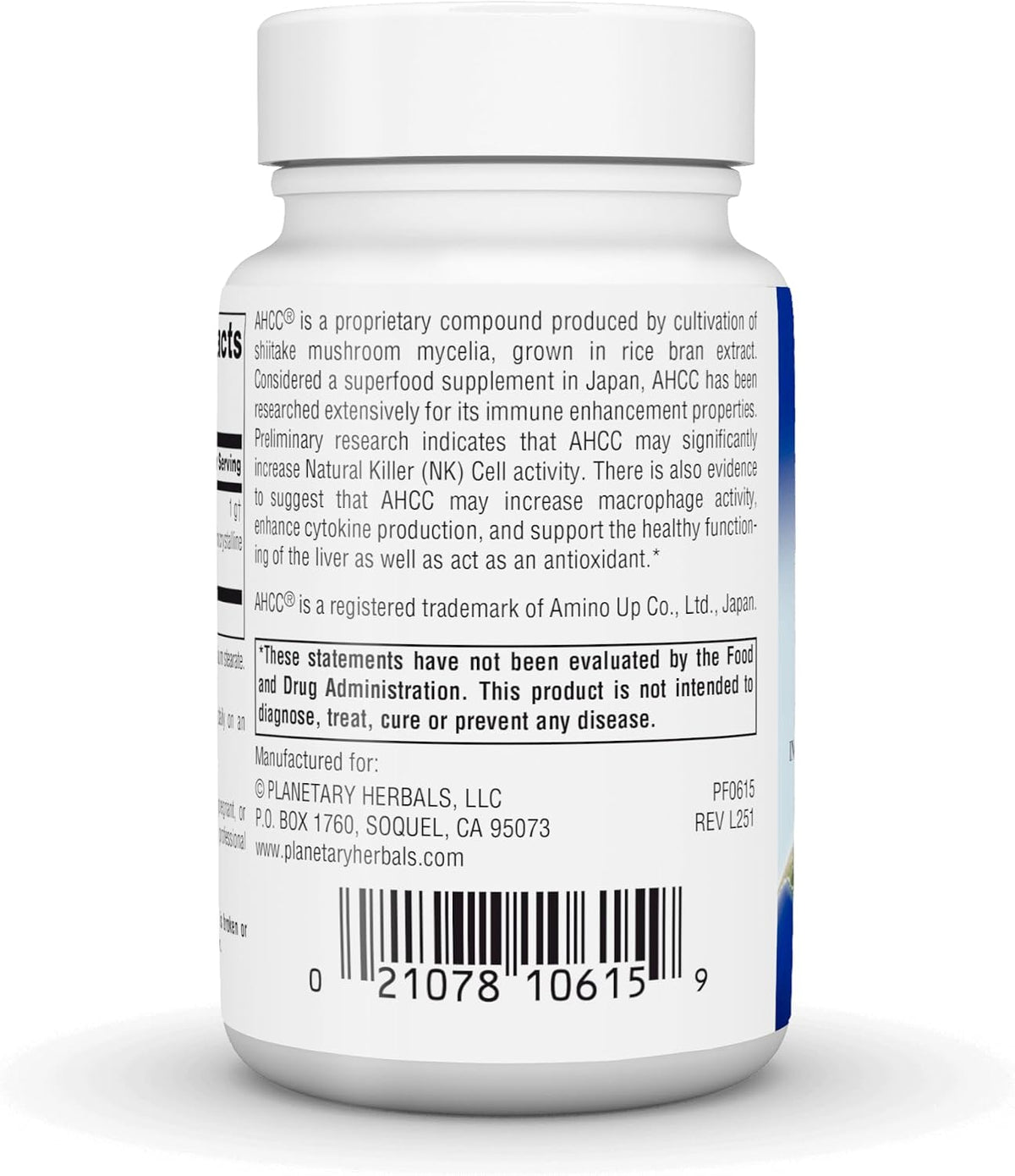 Planetary Herbals AHCC, For Immune System Support 500 mg – 30 Capsules - görsel 4
