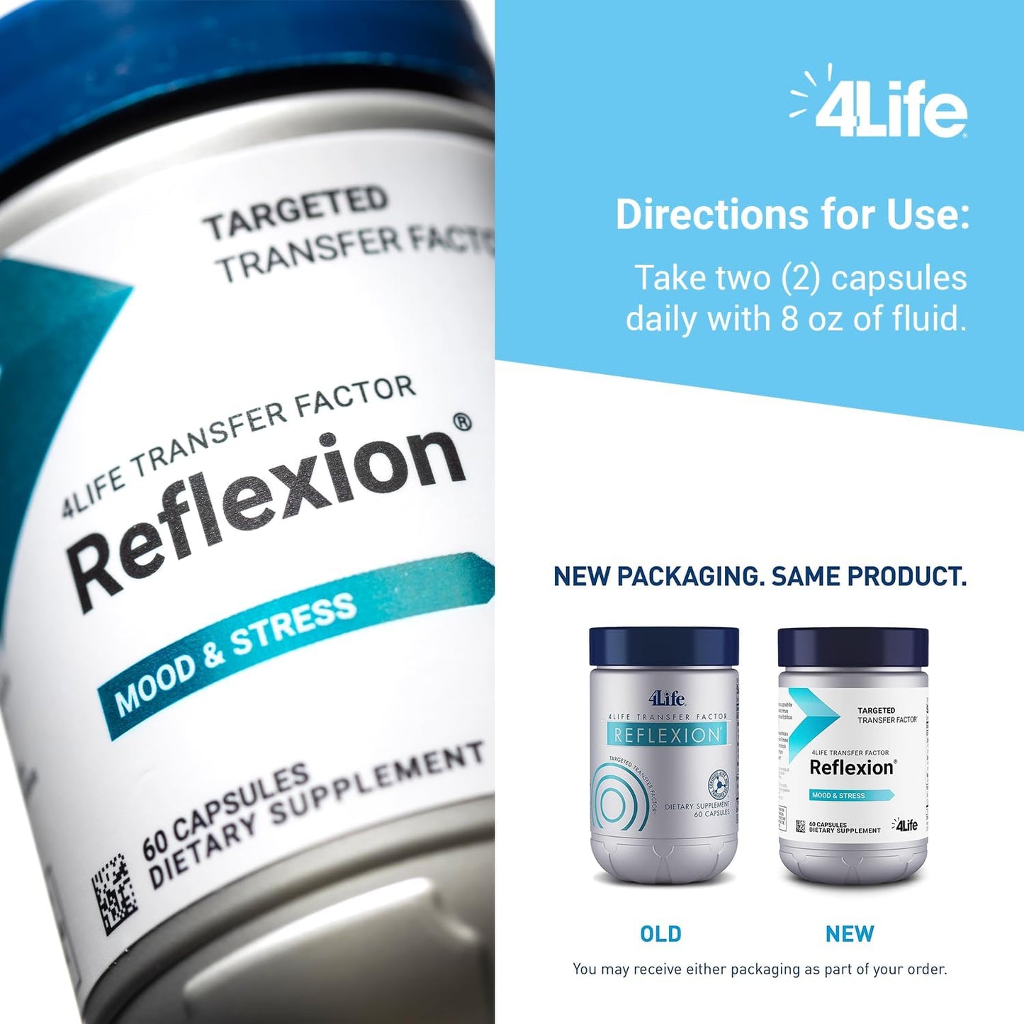 4Life Transfer Factor Reflexion Mood Support with L-Theanine, 60 Capsules - görsel 5