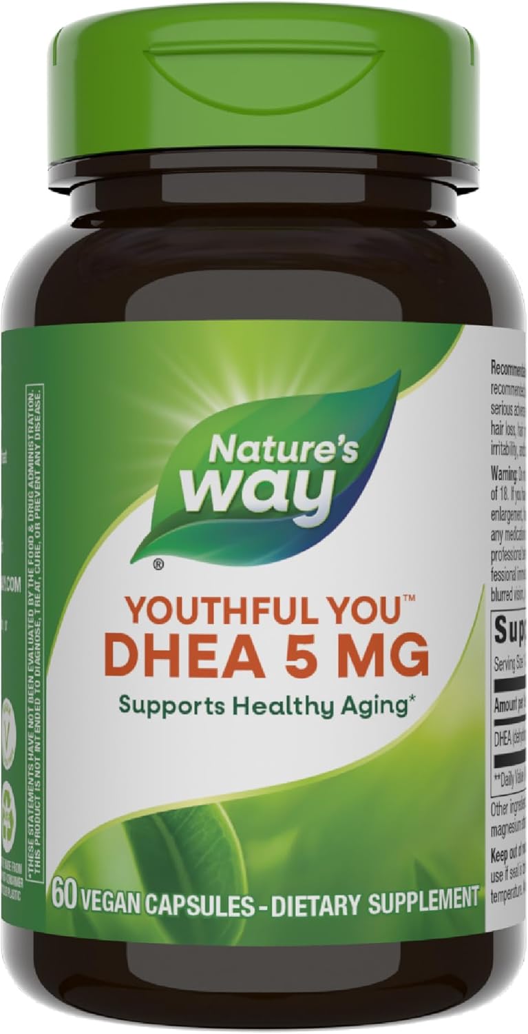 Nature's Way Youthful You DHEA 5 Mg, Supports Healthy Ageing & Hormone Production*, No Gluten, 60 Vegan Capsules (Packaging May Vary) - 2 Pack - görsel 8