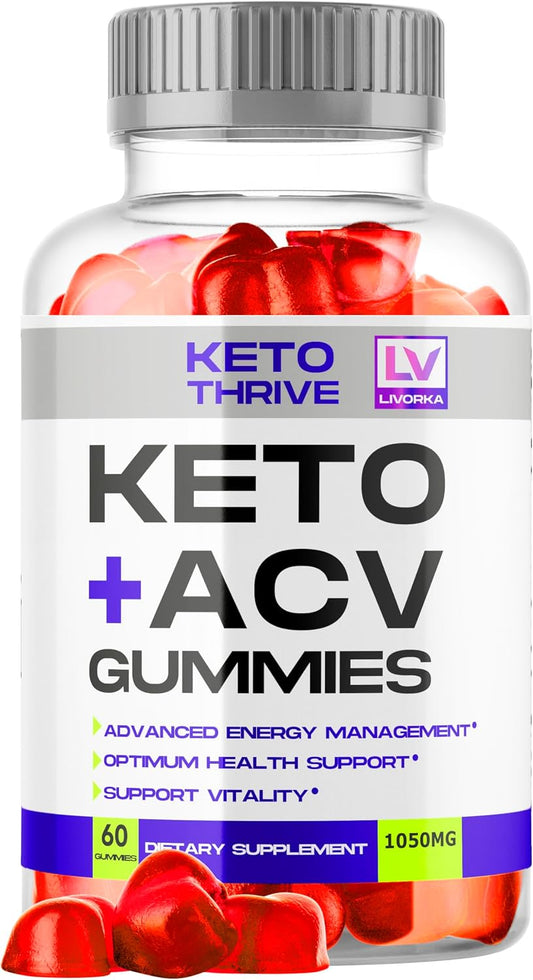 1 Pack - Keto Thrive ACV Gummies, Thrive Keto, Keto Thrive Gummies, Thrive Keto Gummies Apple Cider Vinegar Gummies 1050mg, 60 Gummies Per Bottle for 30 Days
