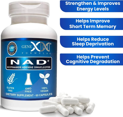 Genex Formulae NAD+ 250mg Serving 60 Capsules - Actual Nicotinamide Adenine Dinucleotide Cellular Support