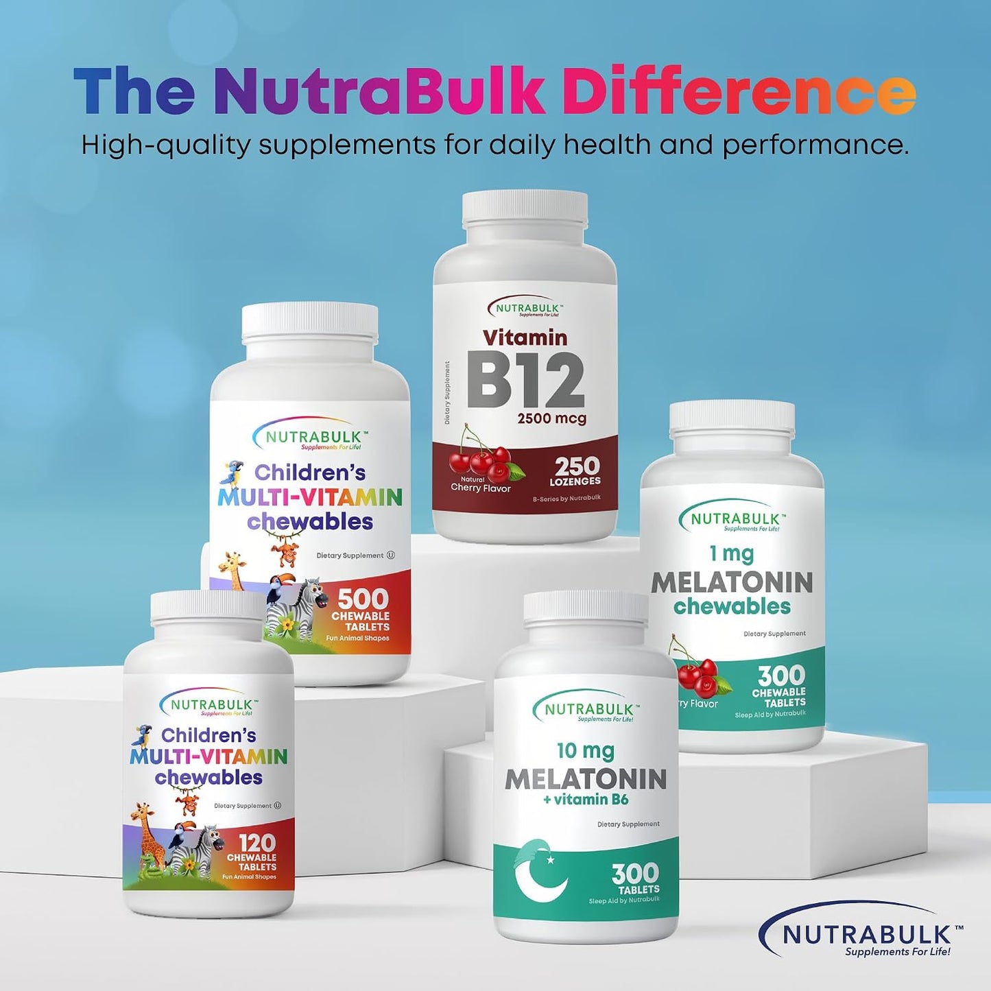 NutraBulk Children's Multivitamin – Chewable Animal Shapes & Fruity Flavours, No Artificial Colours, 1000 Tablets - görsel 9