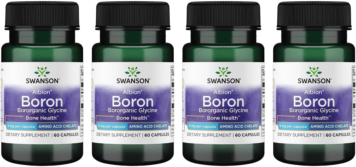 Swanson Boron from Albion - Boroganic Glycine Supplement, 6 mg, 60 Capsules (4 Pack) - görsel 1