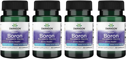 Swanson Boron from Albion - Boroganic Glycine Supplement, 6 mg, 60 Capsules (4 Pack)