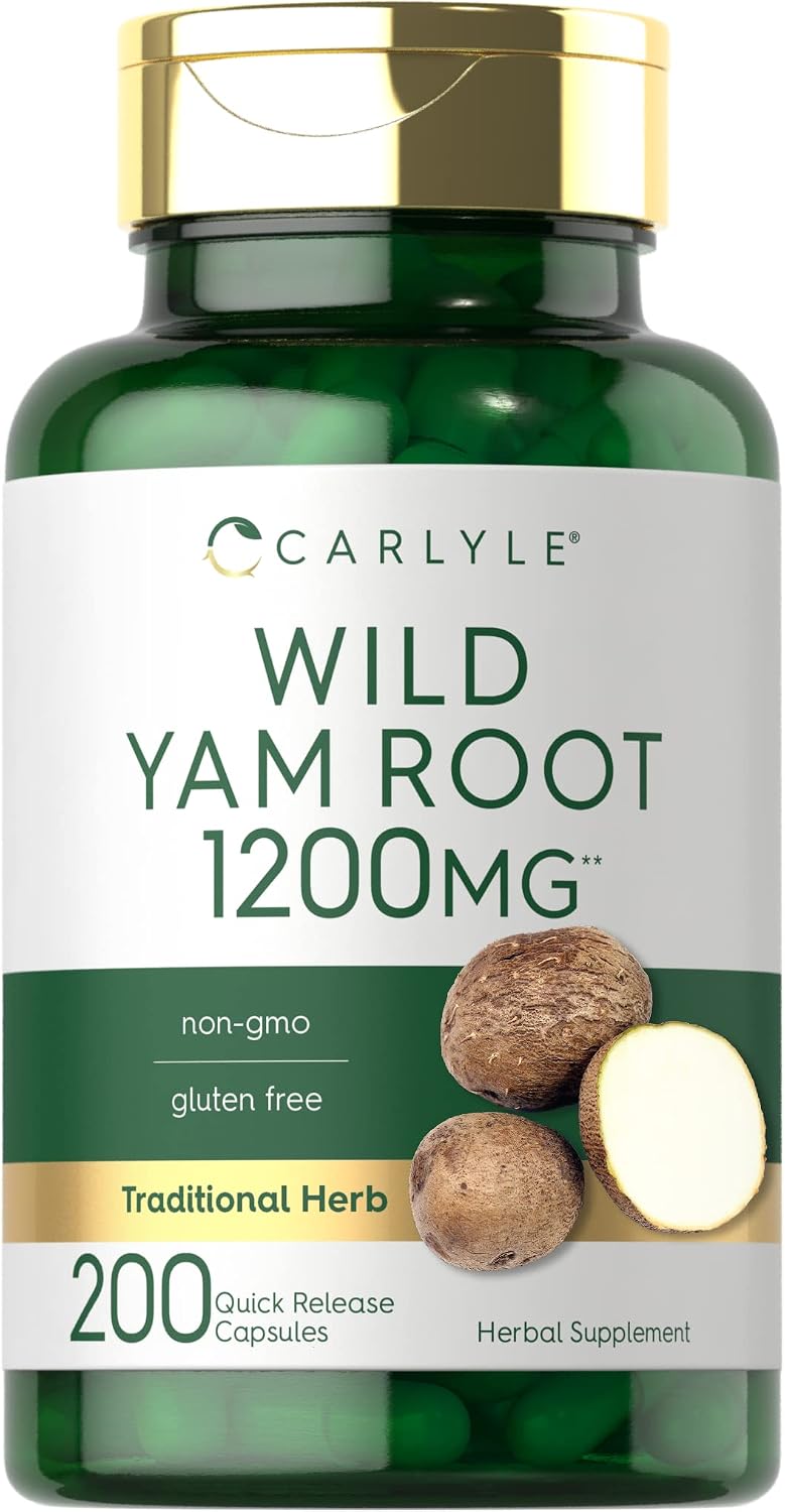 Carlyle Wild Yam Root Capsules – 200 Count – Traditional Herbal Extract, Non-GM, Gluten-free - görsel 1