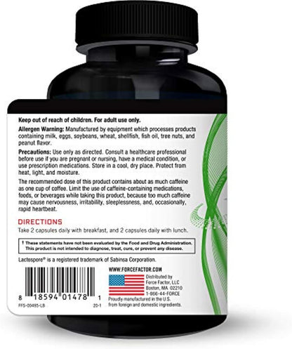 Force Factor ProbioSlim Weight Loss Essentials – Metabolism Support with Probiotics, Prebiotic Fibre & Green Tea Extract, 120 Capsules