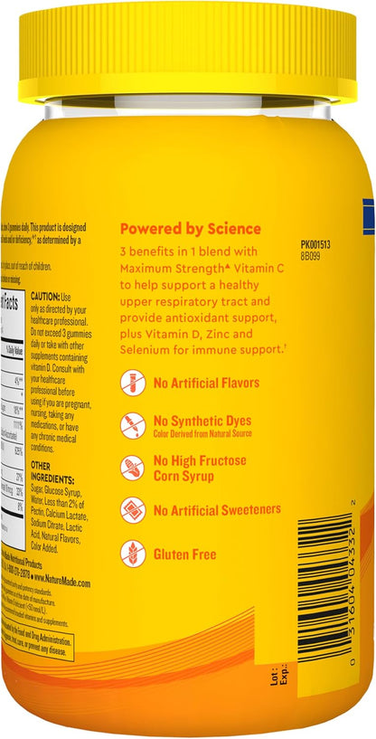 Nature Made Wellblends ImmuneMAX Gummies, Vitamin C, Zinc, and Vitamin D3, Immune Support Supplement, 42 Tangerine Flavour Gummies