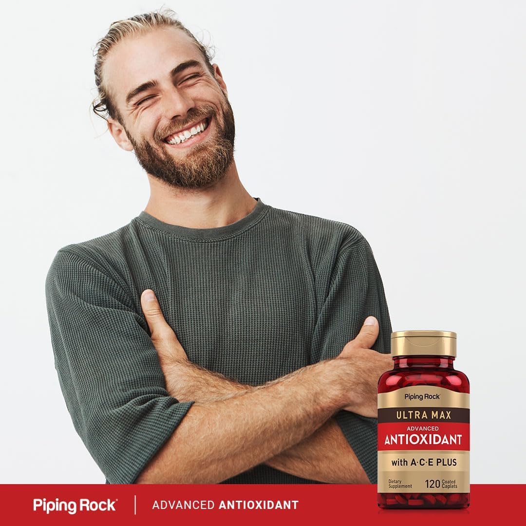 Piping Rock Antioxidant Supplements 120 Caplets – Advanced Formula with Vitamins A, C, E - görsel 5